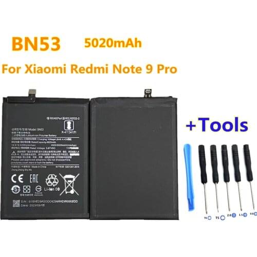 +Tools ! High quality 5020mAh BN53 BN54 BN55 Replacement Battery For Xiaomi Redmi note 9 9 Pro 9Pro 9S smart Phone