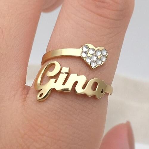 Custom Name Ring,Adjustable Ring,Double Layer Ring,Personalized Ring,Name Ring with Heart,Christmas Gift