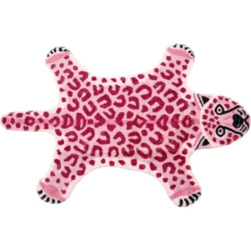 Pink imitation leopard pattern Rug faux skin leather NonSlip Antiskid Mat Home Decor Animal print Carpet for living room bedroom