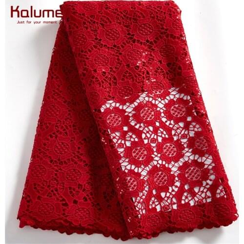 Kalume Latest African Guipure Cord Lace Fabric Sequins Nigerian Tulle Lace Fabric French Net Lace Fabric For Diy Dress F2525