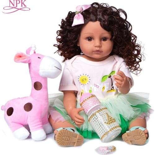 NPK 55CM Xmas gift pincess original full body soft silicone real soft touch reborn baby toddler curly hair fashion girl doll