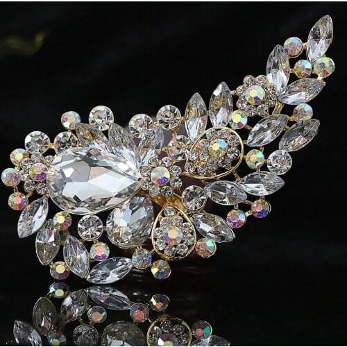 Hot Rhinestone Semi-precious Exquisite Gifts for Women Gold-color Brooch Colorful Wings Crystal High Grade Pins Jewelry B1223
