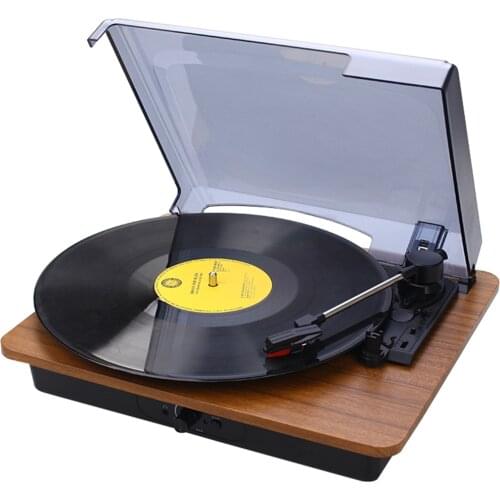 Mini Bluetooth Speaker Vinyl Record Player Protable Vintage Phonograph Turntables Drop Shipping - Redwood Color