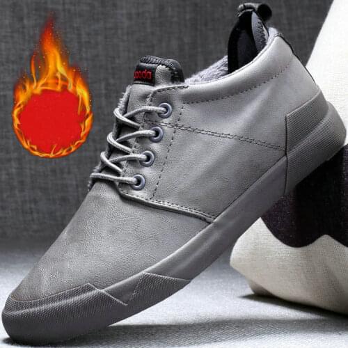 Winter snow keep warm with fur men casual shoes spring autumn fashion men leather casual shoes loafers flats A21-7878