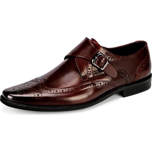 Oxford Mens Dress Shoes Formal Business Buckle Engraved Flower Shoes for Men Top Selling Men Shoes