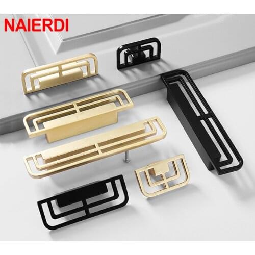 NAIERDI Zinc Alloy Kitchen Cabinet Handles Vintage Gold Cabinet Pulls Furniture Handle European Drawer Knobs Hardware