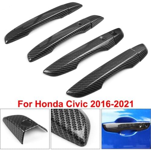 8PCS Sport Style Carbon Fiber Print Door Handle Cover Trim for Honda Civic 10th 2016 2017 2018 2019
