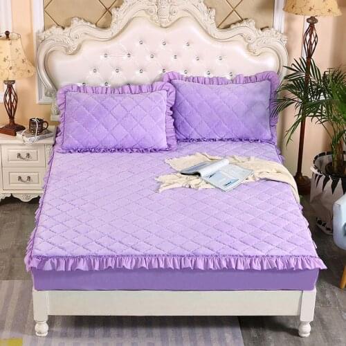 High Grade Thicken Flannel Sheet Solid Color Cotton Mattress Cover Double Large Lace Sheet 160x200cm