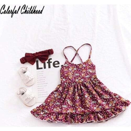 Newest Style Summer Baby Kid Cotton Vest Princess Girls sling Dress Newborn Infant Clothes Cute Flower dresses for toddler 0-24m