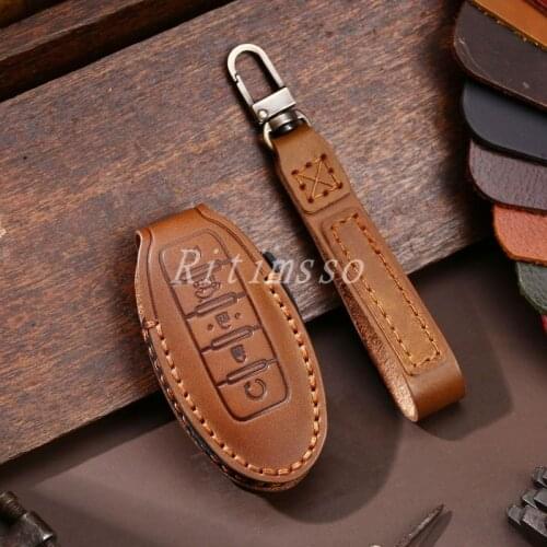 New Arrival Handmade Leather Car Remote key Cover Case For Nissan Patrol Y62 Rouge Maxima Altima Sentra Murano 2018 2019 2020