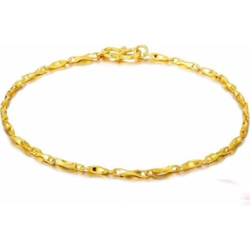 New 17cm L Solid 999 24K Yellow Gold Bracelet /Lucky Ingot Chain Bracelet / 3.45g