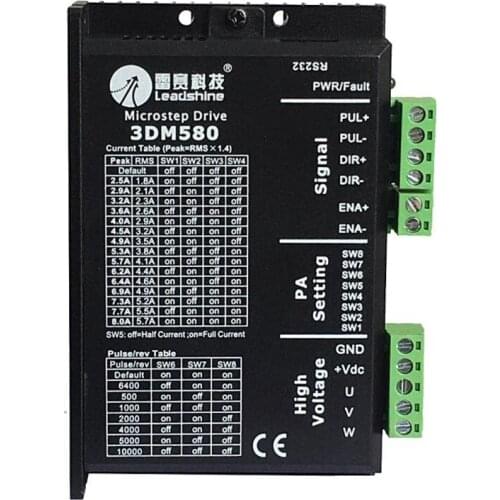 Original Leadshine 3 Phase 3DM580 Stepper Motor Driver 18-50VDC 1.0-8.0A for Co2 Laser Engraving Cutting Machines