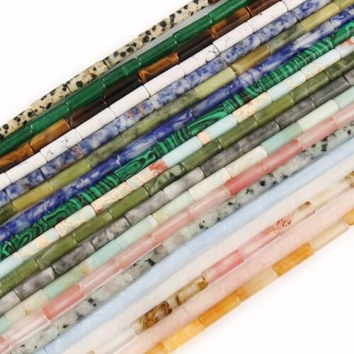 Natural Stones Tube Bead Howlite Malachite Loose Cylinder Beads for Jewelry Making DIY Chakra Bracelet Accessories 15" 13x4mm