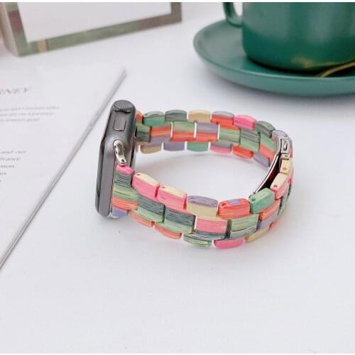 Fashion Wood Strap for Apple Watch SE Band Series 6 5 4 3 2 Exquisite Wristband Belt for iWatch 40mm 44mm 38mm 42mm Bracelet