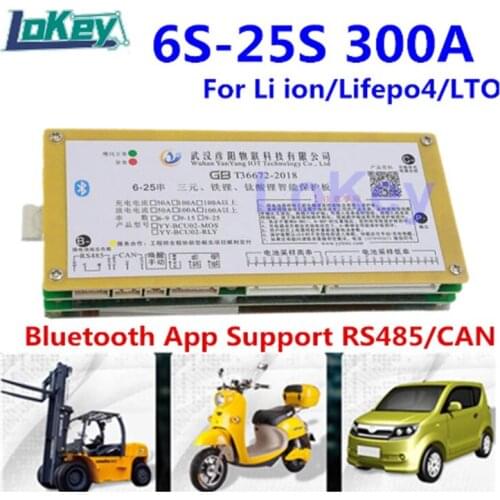 Smart BMS 6S-25S Lifepo4 li-ion Lipo LTO Battery Protection Board BMS300A 8S 10S 13S 14S 16S 20S 24S Balance with Bluetooth APP