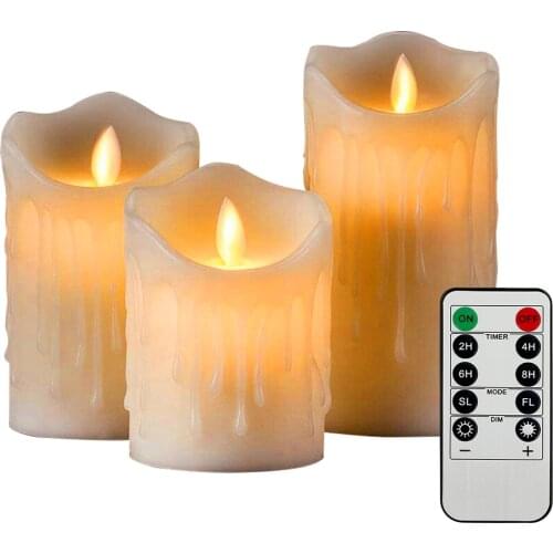 3 Pcs Remote Control LED Flameless Candle Lights Pillar LED Candle New Year Candles Battery Powered Led Tea Lights Easter Candle