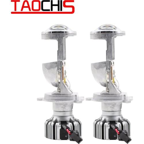 TAOCHIS 12V 1.5 inch LED Bulb H4 Mini Projector Lens Headlight for Car Beam Bi LED Lens with cooling fan car light accessory