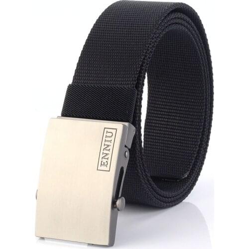 Thickened nylon belt outdoor canvas belt tactical male army fan automatic roller smooth buckle casual jeans belt