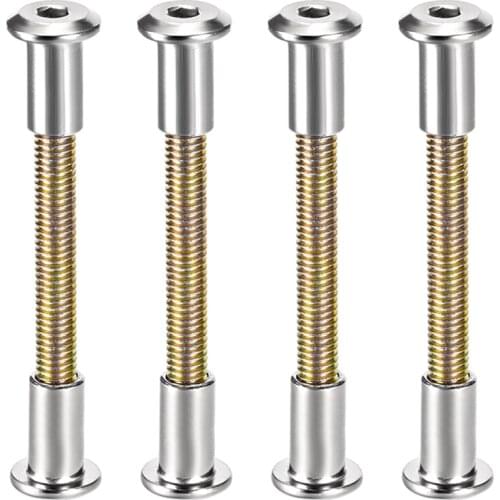 Uxcell 4 Sets M6 Hex Socket Screw Post Binding Binder Leather Fastener Carbon Steel Nickel Plated