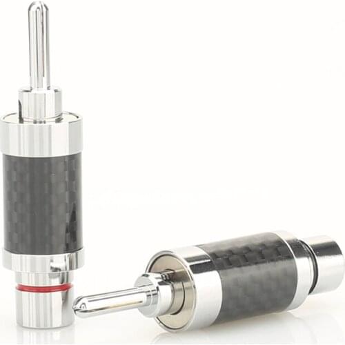 HI-End Carbon Fiber Audio Speaker Cable Banana Plug Connector x 4 Pcs HIFI Loudspeaker Cable Banana Connnector locking Plug