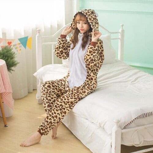 Adult Anime Leopard Bear Kigurumi Onesies Costume For Women Men Funny Warm Animal Blue Unicorn Onepieces Sleepwear Home Cloths