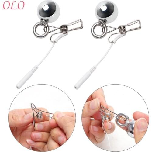 OLO Nipples Clamps Accessories Adult Games Metal Ball Flirting Teasing Electro Shock SM Products Sex Toys for Woman