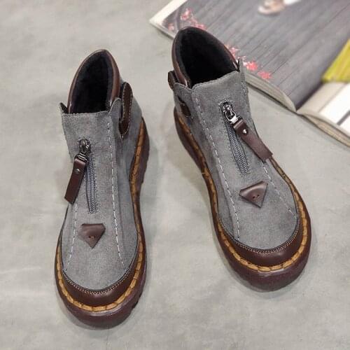 2019 British wind Chelsea boots womens thick-soled colorblock Brock flat Boot High Quality Casual Shoes big size 43 X7-77