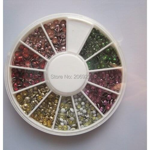 1PC OD-54 3D 2mm+3mm 6 colors Stud Metal Decoration in wheel Shiny Nail Decoration Lovely Outlooking