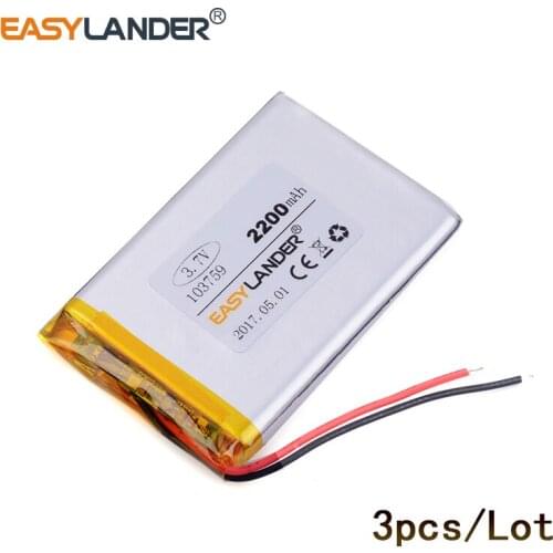 103759 2200mAh 3pcs /Lot 3.7v lithium Li ion polymer recharge For Mp3 MP4 MP5 GPS PSP mobile Pocket PC e-books medical equipment