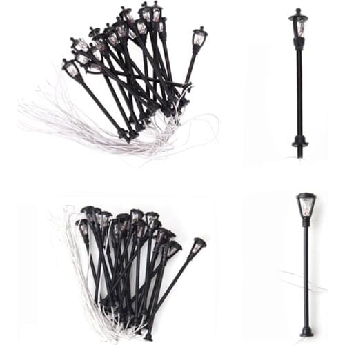 20pcs 1:100 Scale 6cm Model Garden Lamps 6V Single Head Garden Lamppost Lamp 1/100 Layout Landscape Light Model Dollhouse Decor