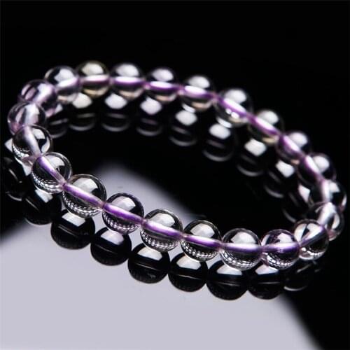 8.5mm Genuine Natural Purple Kunzite Crystal Transparent Round Bead Bracelet Women Lady Charm Stretch Bracelet Just One