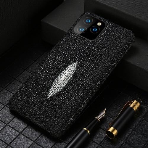Genuine Stingray Leather Cell Phone Case for iPhone 11 Pro Max 12 Mini 12 Pro Max X XS XR XS MAX 6 6S 7 8 Plus 5s se 2020 cover