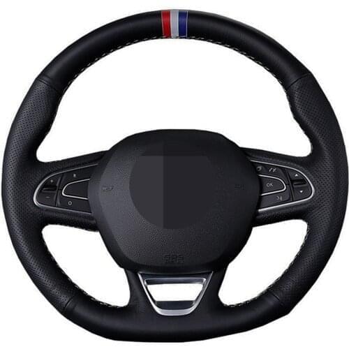 Car Steering Wheel Cover DIY Black Artificial Leather For Renault Kadjar Koleos Megane Talisman Scenic Espace 2015-2018