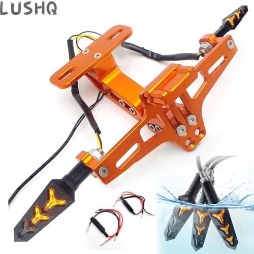 Motorcycle License Plate Holder Number Tail Tidy With LED For BMW K100 S1000RR F750GS K1300S R850R R 1250 GS C650 SPORT R1200RT