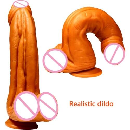 Liquid silicone Dildo Soft Realistic Penis Huge Dick Female Masturbator Butt Plug Double-layer Silicone Suction Cup Men Dildos