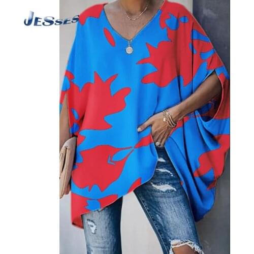 Maple Leaf Print Spring Bat Sleeves T-shirt Ladies Loose Streetwear Summer Tie-Dye Plus Size T Shirt Oversized Fashion Pullovers