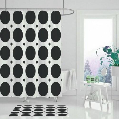 Geometric pattern shower curtain wave polka dot checkered black and white simple home decoration bathtub bathtub waterproof clot