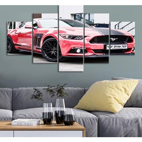 HD Prints Canvas Wall Art Pink Car Handsome Painting Modular 5 Pieces Pictures Home Decoration Poster Living Room No Framework