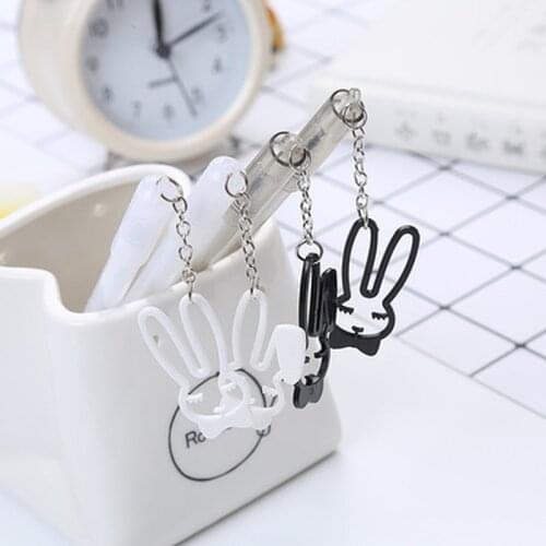 Rabbit Pendant Gel Pen Korean Stationery Cute Pens Novelty Cartoon Cool Pens 0.5mm Black Ink Writing Gel Pen Office Accessories