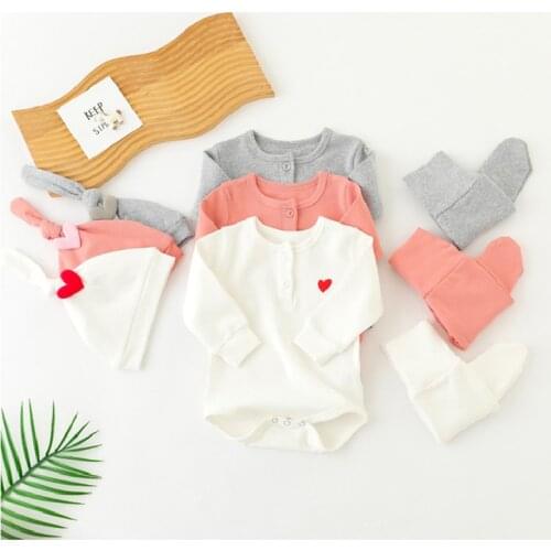 Spring Baby Clothes Newborn Baby Romper Cotton Infant Sleepwear Kids Clothing Set With Hat 2Pcs Toddler Playsuit 0-2Y Outfits