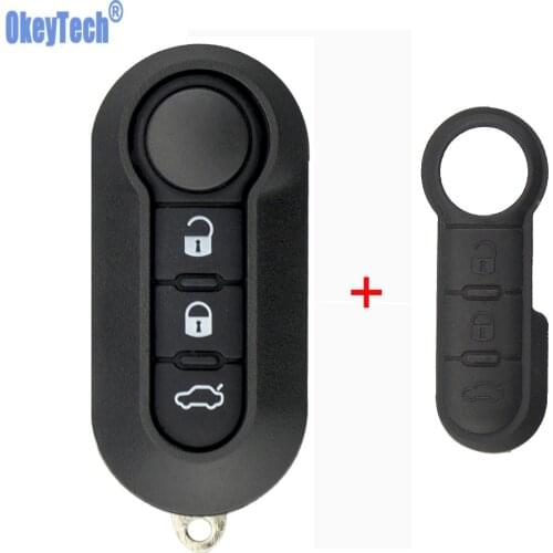 OkeyTech 3 White Buttons Flip Folding Remote Car Key Shell With Replace Black Button Pad For Fiat 500 Punto Ducato Stilo Panda