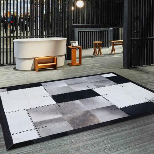 American Style Cowhide Carpet for Living Room Study Sofa Tea Table Mat Home Decoration Leather Rug Bedroom Bed Villa Fur Rug