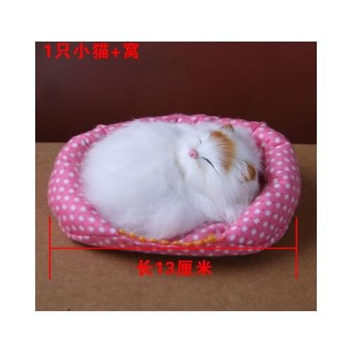 Small simulation yellow head cat toy polyethylene&furs sleeping cat doll about 13cm 0742