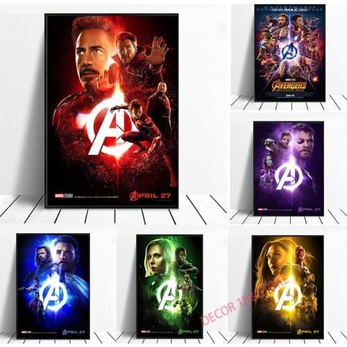 Marvel Avengers Infinity All Superheroes Posters Captain America Black Widow Canvas Painting Wall Art Room Home Decor Picture