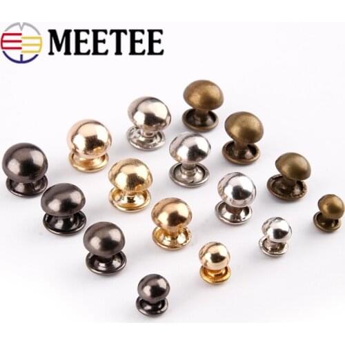 Meetee 100sets 6/8/9/10mm Double-sided Mushroom Rivet Installation Nail Rivet Buckles DIY Luggage Clothing Decoration Accessory