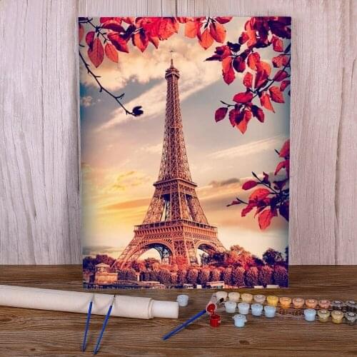 Landscape Paris Tower DIY Paint By Numbers Complete Kit Oil Paints 50*70 Canvas Pictures Loft Wall Picture For Handicraft