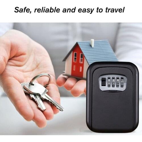 Wall Mount Key Lock Storage Secret Box 4 Digit Rotate Dials Combination Aluminum Alloy Key Safe Box Indoor Outdoo