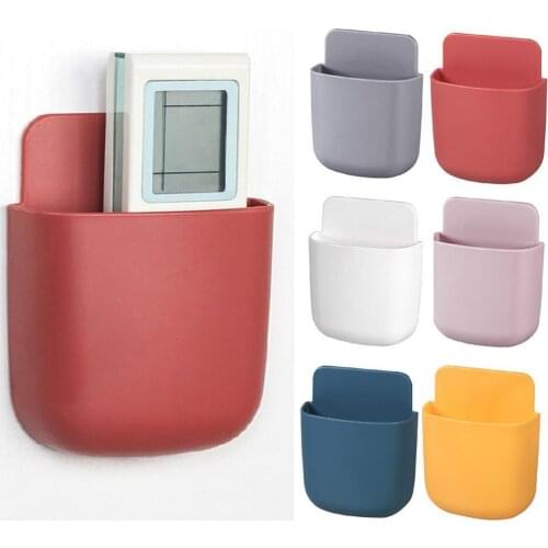 Wall Mounted Organizer Storage Box Remote Control Air Phone Box Storage Mobile Conditioning Holder Plug C3K4