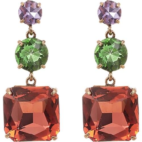 ZHINI New Geometric Square Transparent Crystal Pendant Earrings for Women Fashion Jewelry 2020 brincos pendientes Wholesale