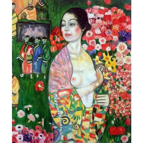 Wholesale Frameless Painting on Canvas - The Dancer by Gustav Klimt Famous Portrait Oil Paintings Reproductions for Bedroom